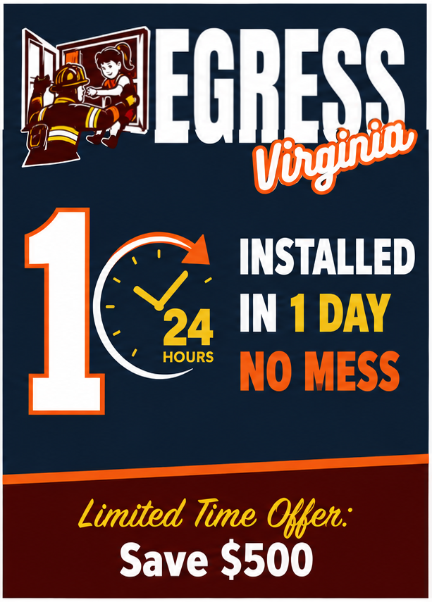 Same-day egress window installation - Egress Virginia